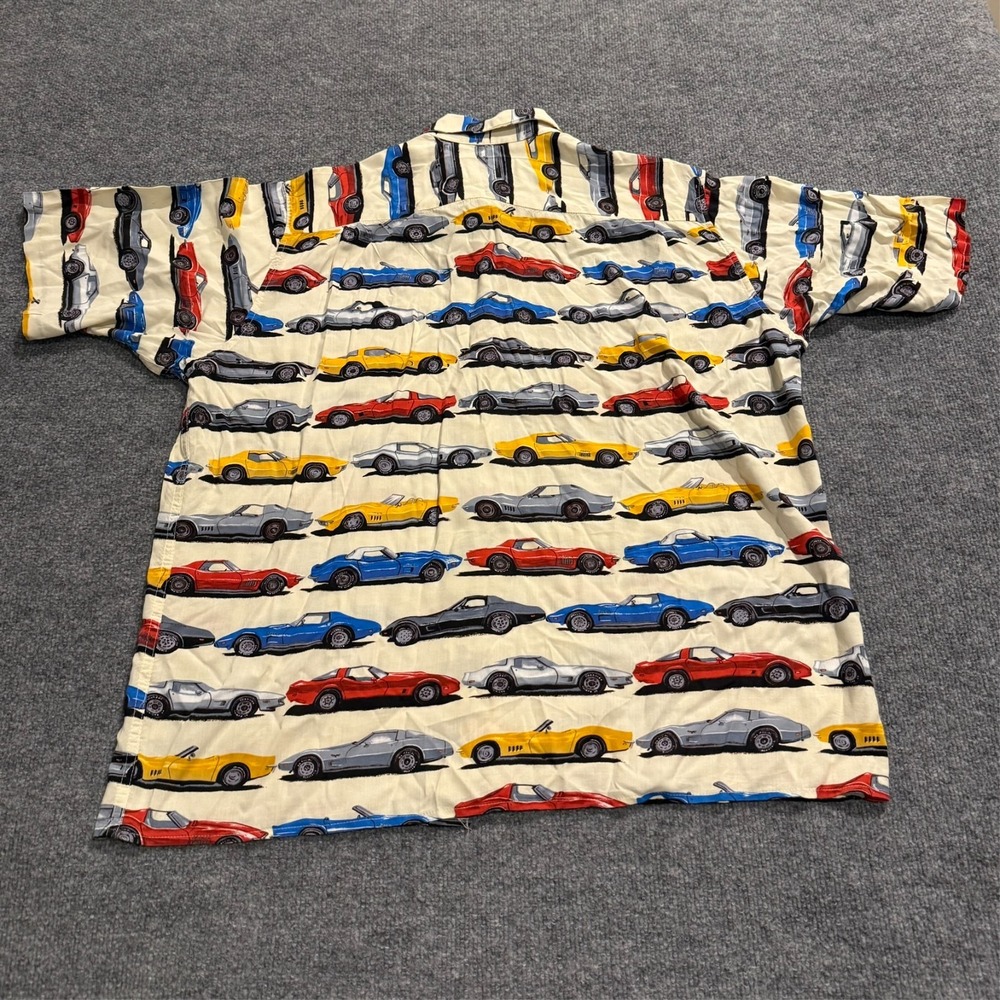 Vtg Reyn Spooner Corvette Hawaiian Shirt Rayon All Over Print Mens Large - Picture 3 of 6